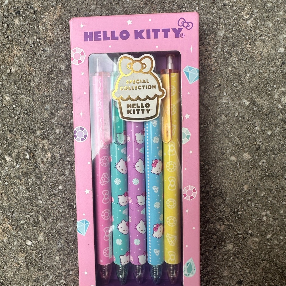Hello Kitty Vibrant Pen Set - Pink, Purple, Blue, Yellow
